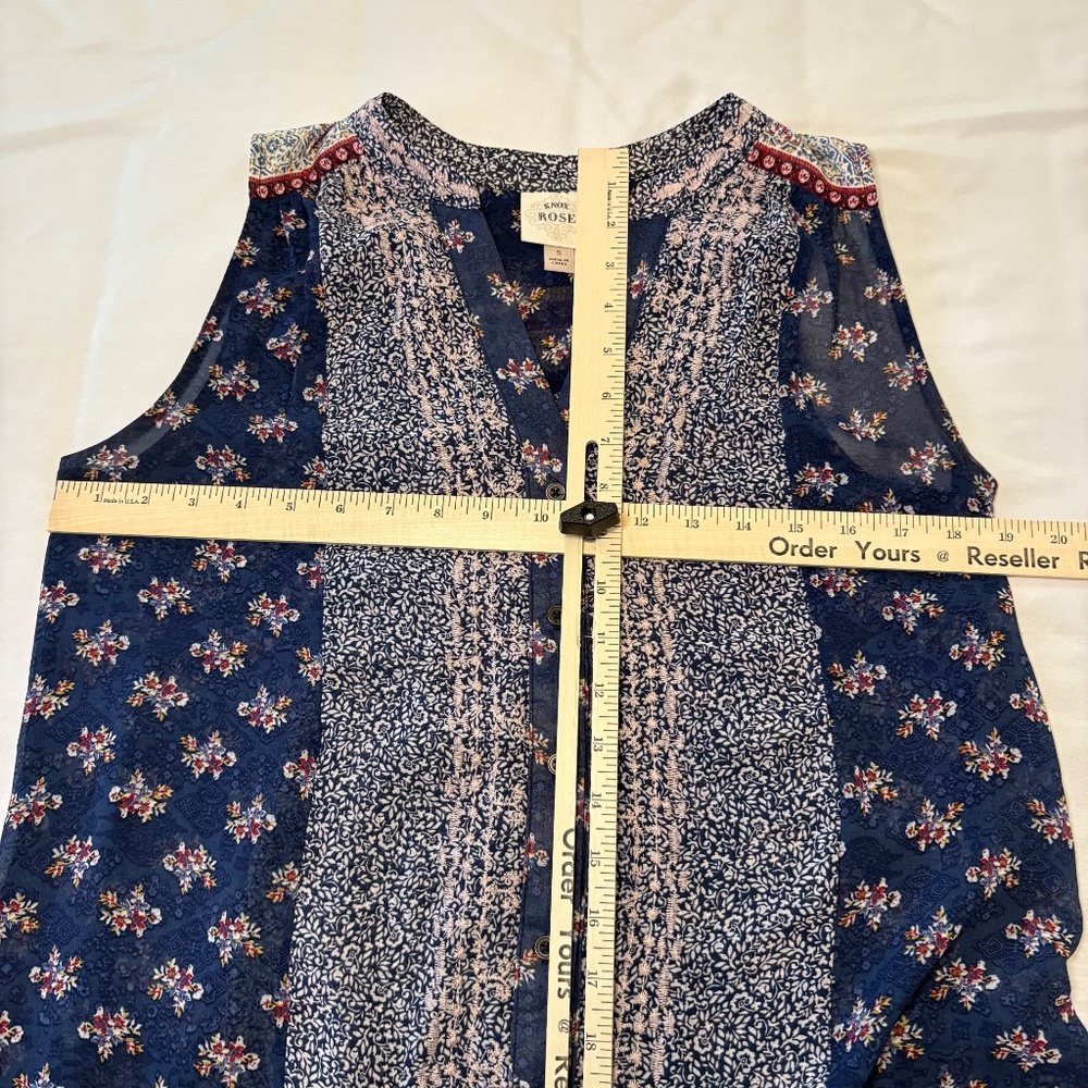 Knox Rose Sleeveless Floral Sheer Tie Front Top Size Small - Picture 5 of 8